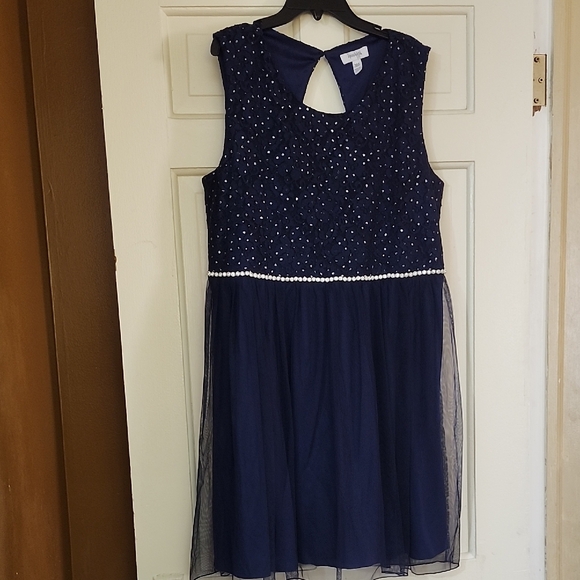 Speechless Girls Plus Navy Blue Sleeveless Formal Ocassion Dress; 20.5 - Picture 1 of 10
